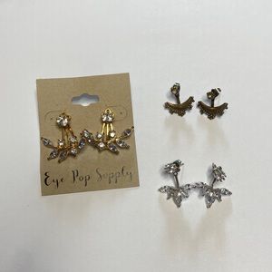 3 pack of drop down behind the ear stud earrings